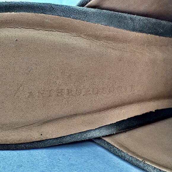 Anthropologie Charlotte Stone Morely Grey Suede Mules Heel 9 - Picture 6 of 9